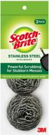 🧽 scotch-brite stainless steel scrubbers: powerful cleaning for stubborn messes on cast iron pans (pack of 3) logo