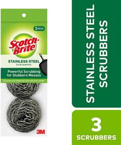 img 3 attached to 🧽 Scotch-Brite Stainless Steel Scrubbers: Powerful Cleaning for Stubborn Messes on Cast Iron Pans (Pack of 3)