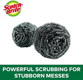 img 2 attached to 🧽 Scotch-Brite Stainless Steel Scrubbers: Powerful Cleaning for Stubborn Messes on Cast Iron Pans (Pack of 3)