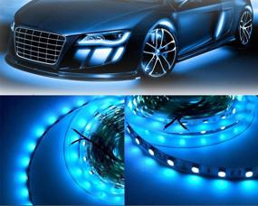 img 1 attached to 🔵 Ice Blue 16ft/5m LED Strip Light 12V SMD2835 600 LEDs Flexible Cuttable Non-Waterproof Tape (Ice Blue)