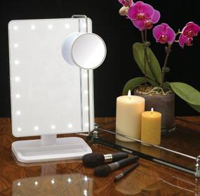 img 1 attached to 💡 Jerdon JS811W LED Lighted Vanity Mirror - 8x11" Rectangular, 10x Magnification Spot Mirror, White Finish