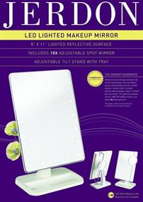 img 2 attached to 💡 Jerdon JS811W LED Lighted Vanity Mirror - 8x11" Rectangular, 10x Magnification Spot Mirror, White Finish