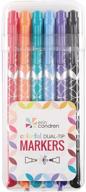 🎨 erin condren colorful dual-tip markers - bold colors 6-pack for drawing, coloring, and art - fine and standard tips - double sided - suitable for kids and adults logo