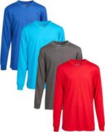 ๐ galaxy by harvic boys' long sleeve v-neck tee shirt - solid basic tagless knit top (4-pack) logo