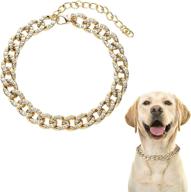 🐶 gold cuban rhinestone chain dog collar - decorative dog choker link with diamond - adjustable necklace for puppy - jewelry accessories for small/medium dogs - outfits & photo props (not for walking) logo