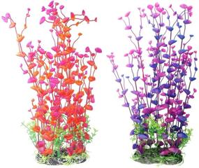 img 1 attached to CNZ 2-Pack Red/Purple Artificial Plastic Aquarium Decor Fish Tank Decoration 16-inch Tall