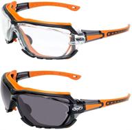 🚀 global vision octane sport motorcycle riding safety glasses: orange gasket, clear & smoke lens - 2 pairs logo