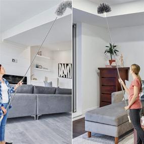 img 3 attached to 🧹 Anawin Microfiber Duster for Cleaning - 100" Extendable Bendable Cobweb Telescoping Long Dusters with Extension Pole for High Ceiling Fan, Blinds, Vents, Furniture, Cars (Double Heads)