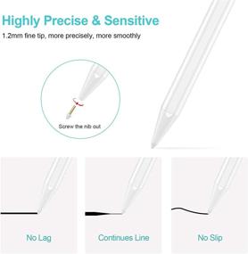 img 2 attached to 🖊️ Stylus Pen for iPad with Palm Rejection - Active, Rechargeable Pencil for Apple iPad 2018, iPad Air, iPad Mini, iPad Pro 11/12.9 (White)