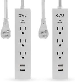 img 4 attached to 💡 GWJ Power Strip Surge Protector: Stay Plugged In with 3 AC Outlets & 2 USB Charging Ports - Perfect for Home, Office, and Travel (2 Pack)