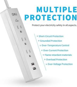 img 3 attached to 💡 GWJ Power Strip Surge Protector: Stay Plugged In with 3 AC Outlets & 2 USB Charging Ports - Perfect for Home, Office, and Travel (2 Pack)