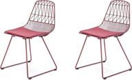 🪑 ac pacific metal dining chair set with faux leather seat pad - matte dark red (2 chairs) логотип