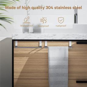 img 1 attached to 🧺 Space-Saving Mosuch Stainless Steel Over Door Towel Rack Bar Holders: 2 Pack for Universal Fit on Cabinet Doors