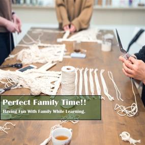 img 1 attached to 🧵 Macrame Kit for Beginners - 219 Yards (657 Feet) Natural Cotton Cord 3mm - 132 Pcs Macrame Supplies with Wooden Sticks Hoops Rings, Colored Beads & Book - Perfect Macrame Kit for Adults