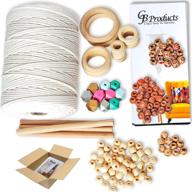 🧵 macrame kit for beginners - 219 yards (657 feet) natural cotton cord 3mm - 132 pcs macrame supplies with wooden sticks hoops rings, colored beads & book - perfect macrame kit for adults logo