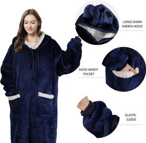 img 2 attached to 🔥 Stay Warm and Cozy with our Oversized Blanket Hoodie Cozy Gifts for Mom in Navy - Long-Length Wearable Hooded Blanket Sweatshirt Adult with Giant Pockets and Sleeves - Made from Warm Soft Sherpa Fleece Sweater Blanket Jacket