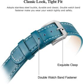 img 1 attached to 👉 SWEES Leather Band: Genuine Leather Replacement for Samsung Galaxy Watches - Slim Thin Design, for Women and Men, Blue