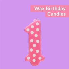img 1 attached to 🎂 Oasis Supply Girl Polka Dot No. 1 Birthday Party Wax Candle: Adorable Cake Decoration in Pink & White, 3.25” Tall
