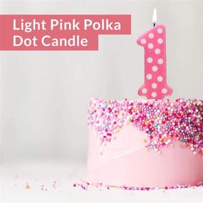 img 2 attached to 🎂 Oasis Supply Girl Polka Dot No. 1 Birthday Party Wax Candle: Adorable Cake Decoration in Pink & White, 3.25” Tall
