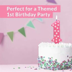 img 4 attached to 🎂 Oasis Supply Girl Polka Dot No. 1 Birthday Party Wax Candle: Adorable Cake Decoration in Pink & White, 3.25” Tall