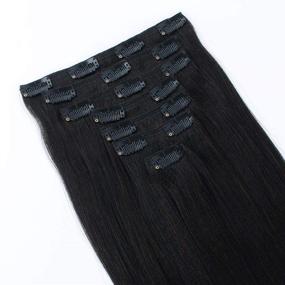 img 2 attached to Премиальные наращивания волос Sixstarhair Yaki Straight длиной 12 дюймов с клипсами: идеальное сочетание для натуральных итальянских текстурированных волос черных женщин - двойное основание, предшивка и роскошный набор из 7 кусочков волос, весом 120 г