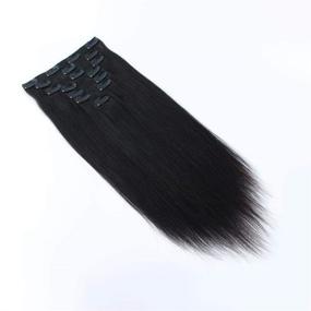 img 1 attached to Премиальные наращивания волос Sixstarhair Yaki Straight длиной 12 дюймов с клипсами: идеальное сочетание для натуральных итальянских текстурированных волос черных женщин - двойное основание, предшивка и роскошный набор из 7 кусочков волос, весом 120 г