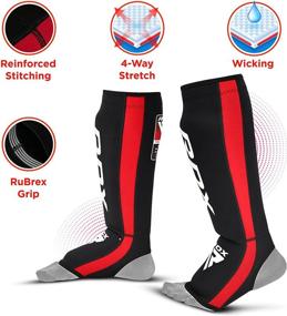 img 3 attached to RDX SATRA Approved Shin Guards: Neoprene Instep Leg Protector for Martial Arts, Kickboxing, Muay Thai, MMA Fighting, BJJ Training and Boxing