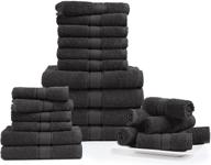 🛀 highly absorbent bath towels set - 22 piece: 4 bath towels, 6 hand towels, 12 washcloths - durable & extra large shower towels in charcoal grey logo