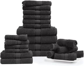 img 4 attached to 🛀 Highly Absorbent Bath Towels Set - 22 Piece: 4 Bath Towels, 6 Hand Towels, 12 Washcloths - Durable & Extra Large Shower Towels in Charcoal Grey