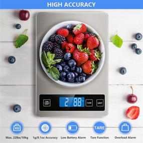 img 3 attached to 🥘 Nicewell 22lb Digital Kitchen Food Scale - Precise Grams and Ounces Weight Measurement for Cooking and Baking - 1g/0.1oz Graduation - Stainless Steel and Tempered Glass Design