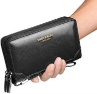 👜 leather zipper clutch handbag: business men's wallets, card cases & money organizers logo