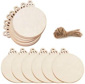 img 4 attached to 🌲 30pcs Round Wooden Discs with Holes, 3.5" Unfinished Predrilled Natural Wood Slices for Crafts Centerpieces, Wooden DIY Christmas Ornaments Hanging Decorations by PartyTalk