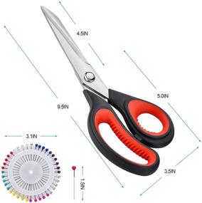 img 1 attached to 🔪 Premium 9.5IN Fabric Scissors: Professional Sewing Shears for Crafting, Leather, and More