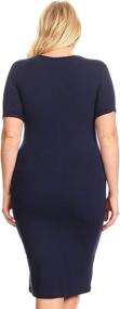 img 1 attached to 👗 ICONOFLASH Women's Plus Size Midi Bodycon Dress - Short Sleeve Crew Neck Fitted Dress with Extended Sizing Options