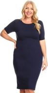 👗 iconoflash women's plus size midi bodycon dress - short sleeve crew neck fitted dress with extended sizing options logo