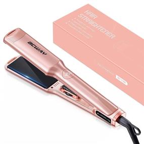 img 4 attached to 🔥 Bcway 1.5-inch Wide Plate Hair Straightener - Adjustable Temperature Flat Iron for All Hair Types with LCD Display, PTC Heater, and 3D Titanium Floating Plates