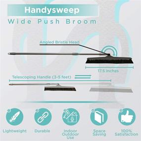 img 3 attached to 🧹 Handysweep Wide Push Broom: Telescoping Handle, Angled Bristle Head - Ideal for Indoor and Outdoor Cleaning, Heavy Duty Sweeper for Kitchen, Bathroom, Garage - Adjustable Length