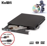 📀 kuwfi external cd dvd drive for laptop - portable slot-loading burner with usb3.0 type-a & type-c dual interfaces, high speed data transfer, slim design - compatible with pc windows mac os logo