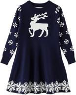 🎄 adorable smiling pinker little girls christmas dress - reindeer snowflake xmas gifts and winter knit sweater dresses logo