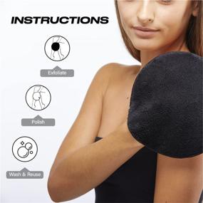 img 1 attached to 🧤 Exfoliating Washcloth Mitt - Soft Dual-Sided Face & Body Exfoliator for Wet & Dry Use - Body Scrubber Cloth Pad