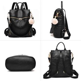 img 3 attached to 🎒 Versatile Leather Backpack Purse for Women: Large Capacity Travel Bag, Shoulder Bag, Schoolbag - Ultimate Multipurpose Companion