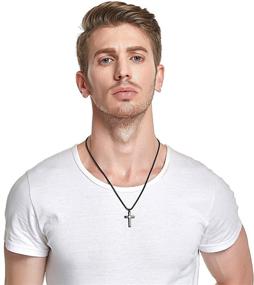 img 3 attached to Stylish Stainless Steel REVEMCN Cross Pendant Necklace for Men, Women & Kids - Silver, Gold, Black, 18-22 Inches Chain