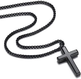 img 4 attached to Stylish Stainless Steel REVEMCN Cross Pendant Necklace for Men, Women & Kids - Silver, Gold, Black, 18-22 Inches Chain