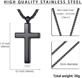 img 1 attached to Stylish Stainless Steel REVEMCN Cross Pendant Necklace for Men, Women & Kids - Silver, Gold, Black, 18-22 Inches Chain