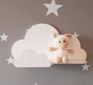 🌈 happy woody cloud wall shelves: adorable nursery room decor set for kids | wooden floating shelf in white | perfect baby room decoration & gift logo