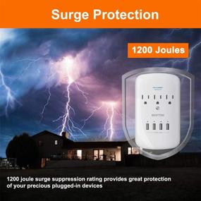 img 1 attached to Keep Your Electronics Safe and Charged with BESTTEN 1200-Joule Wall 🔌 Mount Surge Protector – 4 USB Ports and 3 Outlets, ETL Listed (White)