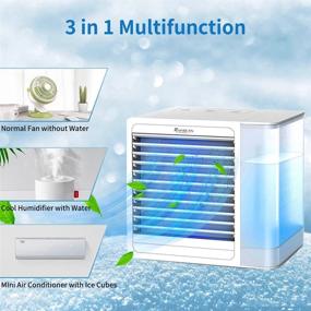 img 3 attached to 💨 Multifunctional Personal Air Cooler, Portable Purifier & Humidifier, Evaporative Air Cooler with USB Charging, Night Light, for Home, Office, Room (B-White)