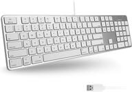 🖥️ macally ultra-slim usb wired keyboard with number keypad for apple mac pro, macbook pro/air, imac, mac mini, laptop computers, windows desktop pc laptops, silver - slimkeyproa logo