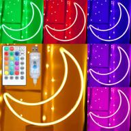 🌑 led rgb moon neon light: cute 16-color changing moon sign for halloween room decor. battery/usb powered 5v art led decorative lights: perfect night lights for home, bedroom, office, dorm, party логотип