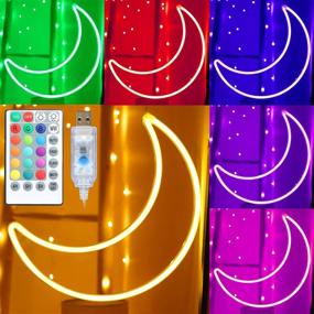 img 4 attached to 🌑 LED RGB Moon Neon Light: Cute 16-Color Changing Moon Sign for Halloween Room Decor. Battery/USB Powered 5V Art LED Decorative Lights: Perfect Night Lights for Home, Bedroom, Office, Dorm, Party